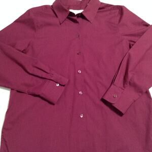 Foxcroft for Appleseeds Womens Top 12 Shaped Blouse Plum Purple Wrinkle Free